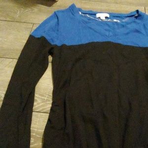 Long sleeve blue & black maternity shirt